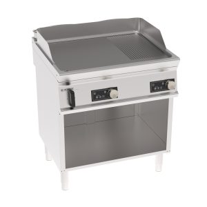 Fry-Top elettrico piastra 1/3 rigata a controllo elettronico freestanding su vano aperto