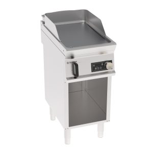 Fry-Top elettrico piastra liscia cromata spazzolata a controllo elettronico freestanding su vano aperto