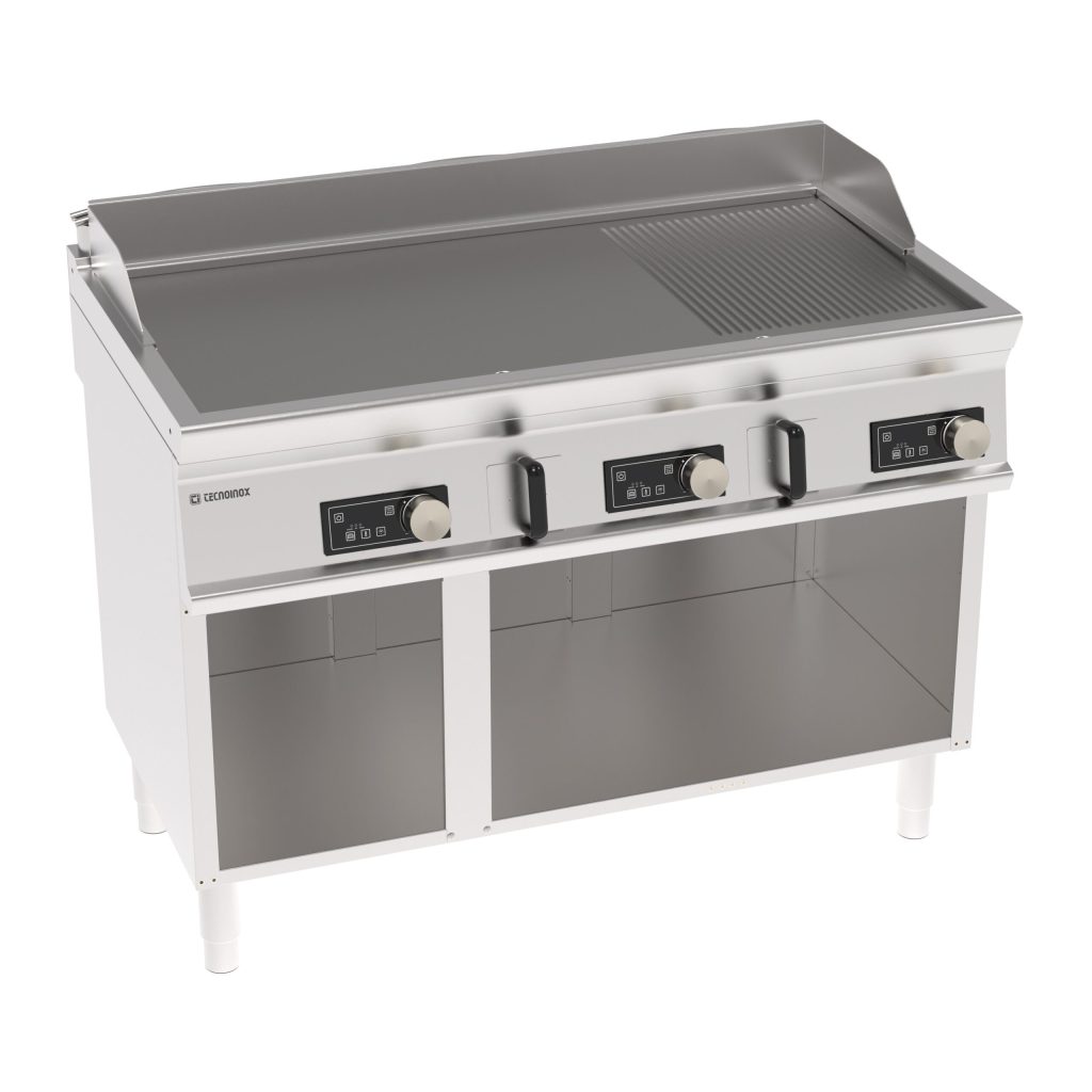 Fry-Top elettrico piastra 1/3 rigata a controllo elettronico freestanding su vano aperto