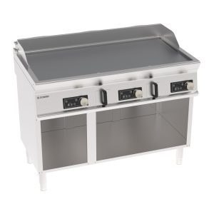 Fry-Top elettrico piastra liscia cromata spazzolata a controllo eletronico freestanding su vano aperto