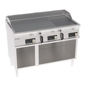 Fry-Top elettrico piastra 1/3 rigata cromata spazzolata a controllo elettronico freestanding su vano aperto