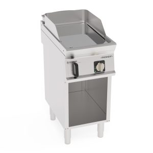 Fry-Top elettrico piastra liscia cromata freestanding su vano aperto con tecnologia EVENHEAT