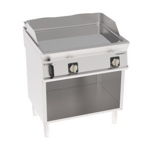 Fry-Top elettrico piastra liscia cromata freestanding su vano aperto con tecnologia EVENHEAT