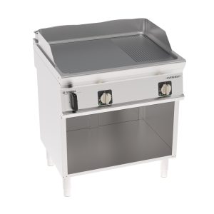 Fry-Top elettrico piastra 1/3 rigata cromata spazzolata freestanding su vano aperto con tecnologia EVENHEAT