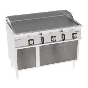 Fry-Top elettrico piastra liscia cromata spazzolata freestanding su vano aperto con tecnologia EVENHEAT
