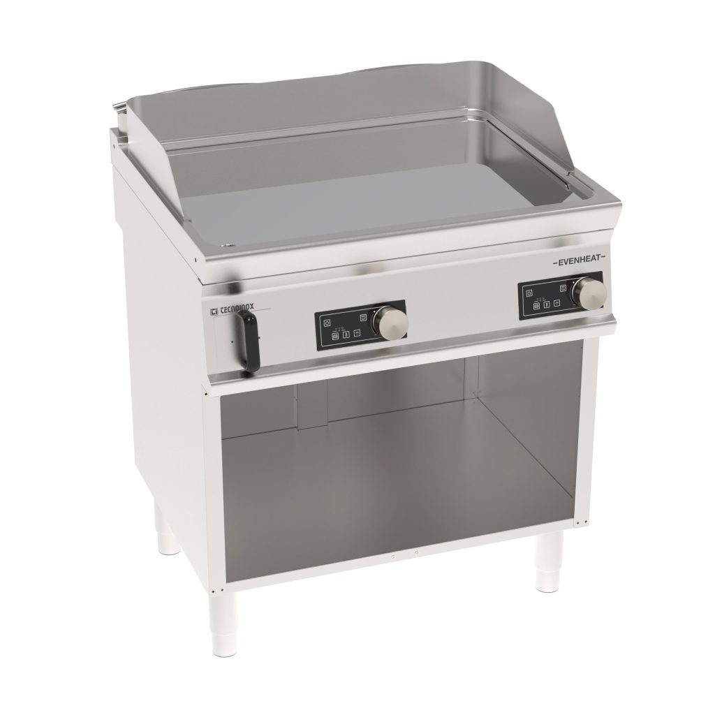 Fry-Top elettrico piastra cromata a controllo elettronico freestanding su vano aperto con tecnologia EVENHEAT