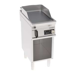 Fry-Top elettrico piastra liscia cromata spazzolata a controllo elettronico freestanding su vano aperto con tecnologia EVENHEAT