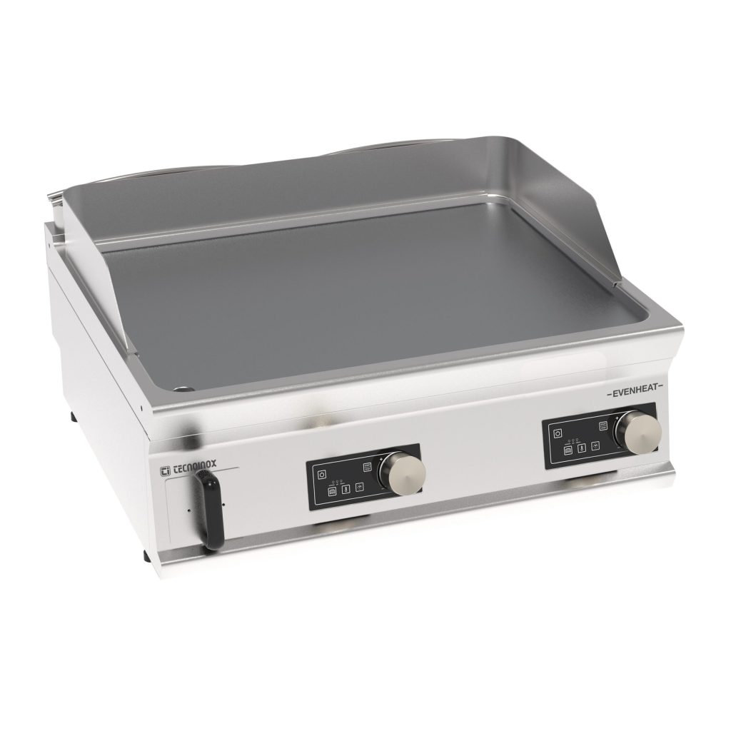 Fry-Top elettrico piastra liscia cromata spazzolata a controllo elettronico top con tecnologia EVENHEAT
