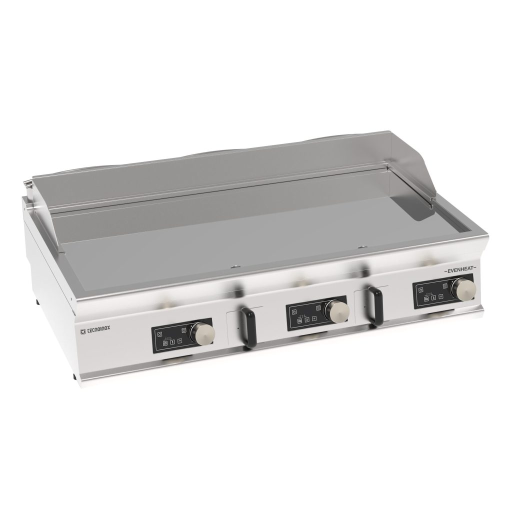 Fry-Top elettrico piastra liscia cromata a controllo elettronico top con tecnologia EVENHEAT