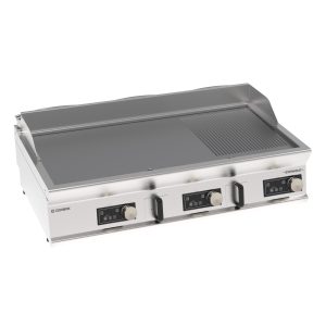 Fry-Top elettrico piastra 1/3 rigata cromata spazzolata a controllo elettronico top con tecnologia EVENHEAT