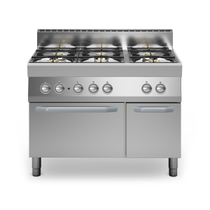 Inoxfun700 – Cucina a gas, bacinelle smaltate, 6 fuochi, con forno elettrico, modulo 110 cm