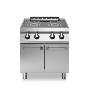 Inoxgastro 900 – Piano cottura ad infrarossi, 4 zone di cottura, su vano con porte, modulo 80 cm
