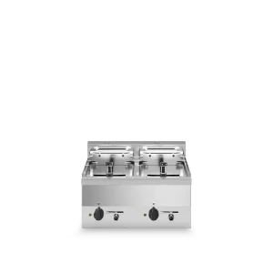 Inoxgastro 600 – Friggitrice elettrica modulo 60 2 vasche 10+10 lt resistenze ribaltabili 15 kW top