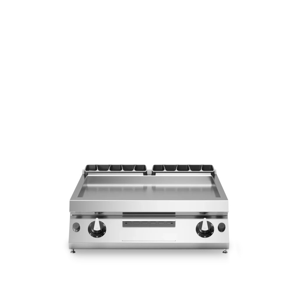 Inoxgastro 900 – Fry top a gas, piastra liscia, cromata lucida, top, modulo 80 cm