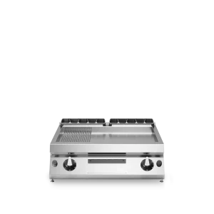 Inoxgastro 700 – Fry top a gas, piastra 2/3 liscia e 1/3 rigata, cromata lucida, top, modulo 80 cm