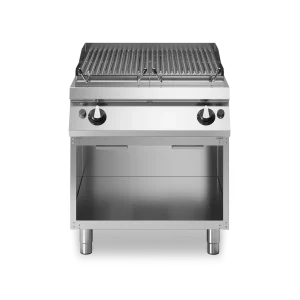 Inoxgastro 700 – Griglia a pietra lavica a gas, griglia in acciaio inox, su vano aperto, modulo 80 cm