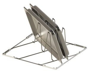 Cestello portateglie 2 scomparti 50 × 50 cm Inox Gastroshop 543300K