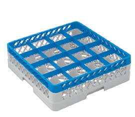 Cestello modulare per calici 16 scomparti 50 × 50 cm Inox Gastroshop 800216K