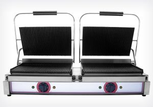 PIASTRA GRILL IN GHISA MEDIA DOPPIA RIGATA SOPRA E SOTTO RM2