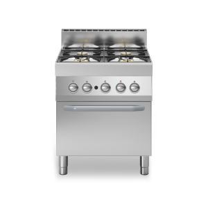Inoxfun700 – Cucina a gas bacinelle smaltate, 4 fuochi, forno a gas, modulo 70 cm