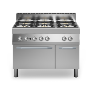 Inoxfun700 – Cucina a gas, bacinelle smaltate, 6 fuochi, con forno a gas, modulo 110 cm