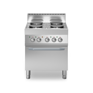 Inoxfun700 – Cucina elettrica, 4 piastre tonde, forno elettrico ventilato, modulo 70 cm