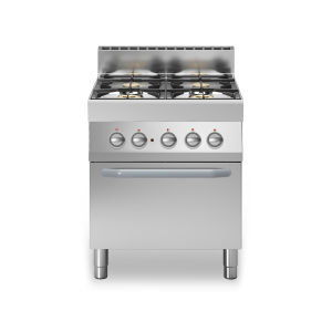 Inoxfun700 – Cucina a gas bacinelle smaltate, 4 fuochi, forno elettrico ventilato, modulo 70 cm