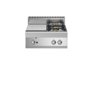 Inoxfun700 – Tuttapiastra gas, 2 fuochi bacinelle smaltate, top, modulo 70 cm