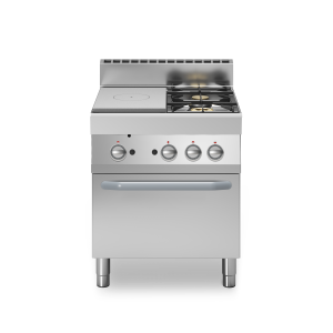 Inoxfun700 – Tuttapiastra gas, 2 fuochi bacinelle smaltate, forno a gas, modulo 70 cm