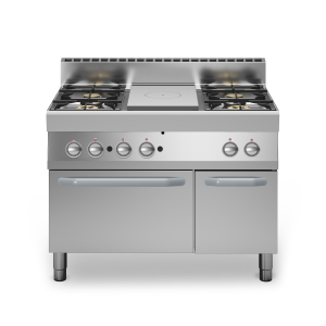 Inoxfun700 – Tuttapiastra gas 4 fuochi bacinelle smaltate, forno a gas, modulo 110 cm