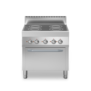 Inoxfun700 – Piano cottura ad infrarossi, 4 zone di cottura, forno elettrico ventilato, modulo 80 cm