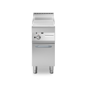 Inoxfun700 – Fry top gas, piastra rigata cromata lucida, su vano con porta, modulo 40 cm