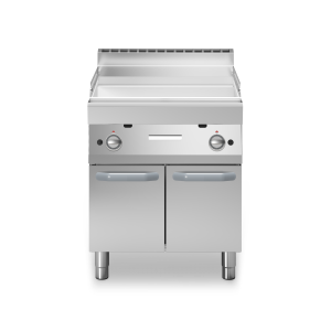 Inoxfun700 – Fry top gas, piastra liscia cromata lucida, su vano con porte, modulo 70 cm