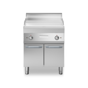Inoxfun700 – Fry top elettrico, piastra liscia cromata lucida, su vano con porte, modulo 70 cm