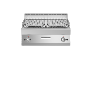 Inoxfun700 – Griglia pietra lavica, 2 zone di cottura in acciaio inox, top, modulo 80 cm