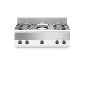 Inoxgastro 600 – Piano cottura elettrico modulo 90 5 piastre tonde 10 kW potenziato top