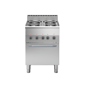 Inoxgastro 600 – Cucina elettrica 4 piastre 8kw con forno elettrico 3kw