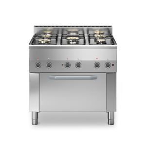 Inoxgastro 600 – Cucina gas modulo 90 5 fuochi 17,4 kW con forno elettrico 3 kW