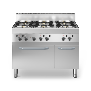 Inoxgastro 650 – Cucina gas modulo 110 6 fuochi 25,8 kW con forno elettrico 3,96 kW