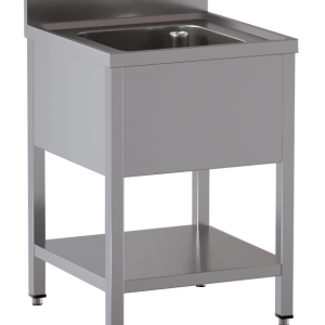Lavello a 1 vasca – su gambe con ripiano – con alzatina – 800 × 700 × 850 mm