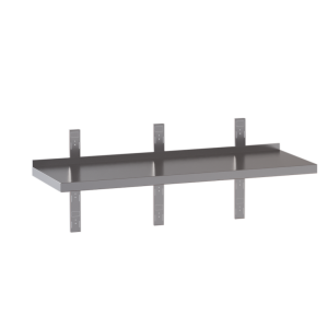 Mensola a parete in acciaio inox – 1 ripiano liscio – con cremagliere e staffe – 2000 × 400 × 40 mm