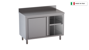 Tavolo da lavoro armadiato – 2 porte scorrevoli – con alzatina – 1600 × 600 × 850 mm