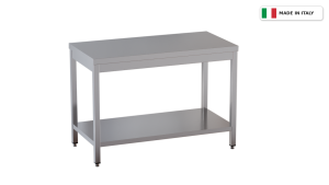 Tavolo da lavoro su gambe – con ripiano inferiore – senza alzatina – 600 × 700 × 850 mm