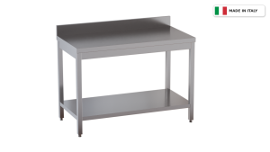 Tavolo da lavoro su gambe – con ripiano inferiore – con alzatina – 800 × 700 × 850 mm