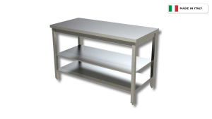 Tavolo da lavoro su gambe – con doppio ripiano – senza alzatina – 400 × 700 × 850 mm