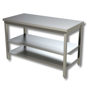 Tavolo da lavoro su gambe – con doppio ripiano – senza alzatina – 1500 × 700 × 850 mm