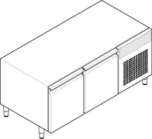 Base refrigerata GN1/1 – 2 porte con gas R290 Tecno70 dim. cm 140x65x62h – Tecnoinox
