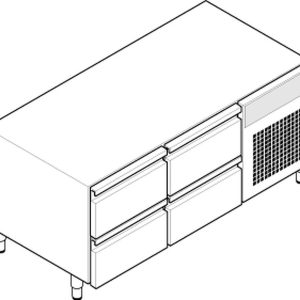 Base refrigerata GN1/1 – 4 cassetti con gas R290 Tecno70 dim. cm 140x65x62h – Tecnoinox