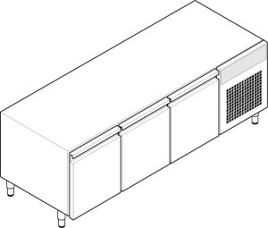Base refrigerata GN1/1 – 3 porte con gas R290 Tecno70 dim. cm 175x65x62h – Tecnoinox