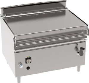 Brasiera 120lt gas basculante con vasca in acciaio inox AISI 304 freestanding su vano chiuso – Tecnoinox